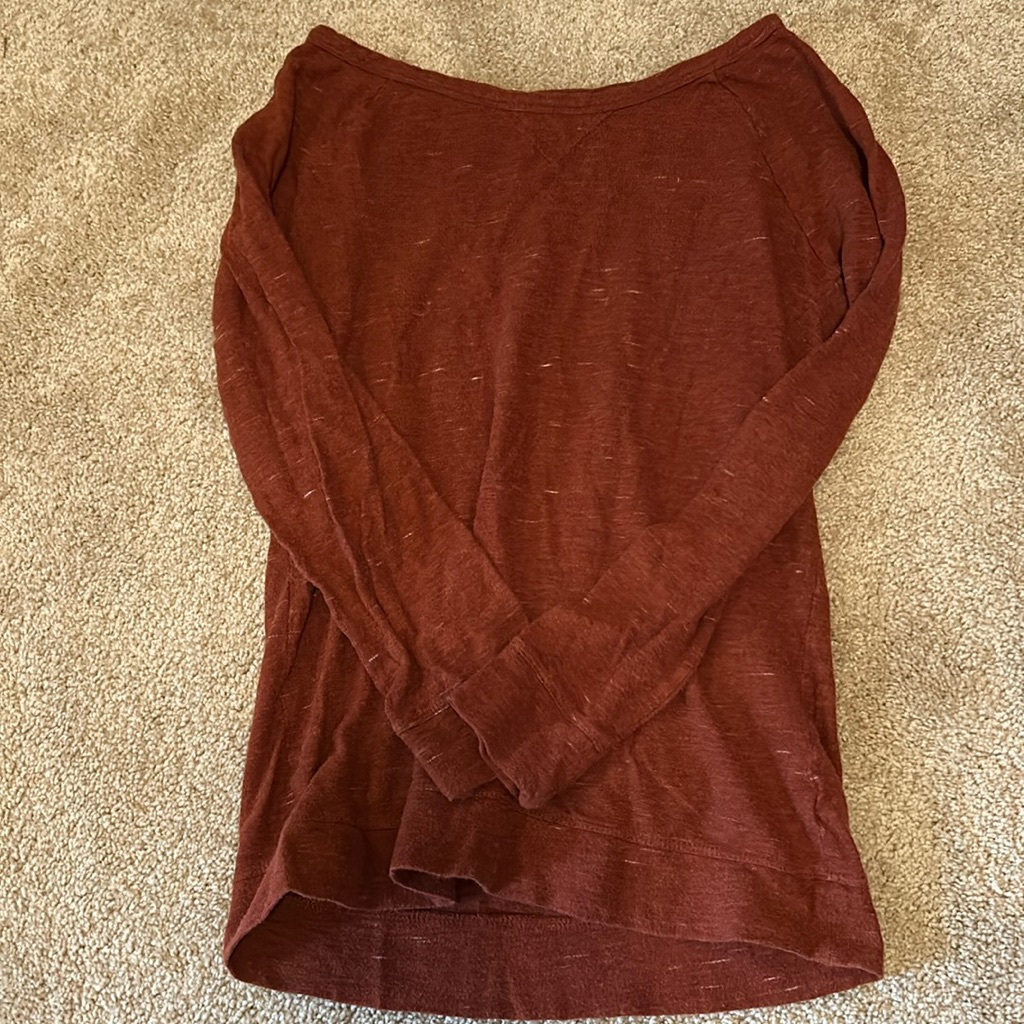 J Crew Brand Red With White Lines Long Sleeve TShirt